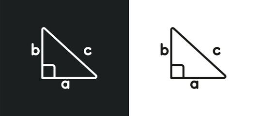 trigonometry outline icon in white and black colors. trigonometry flat vector icon from e learning and education collection for web, mobile apps and ui.