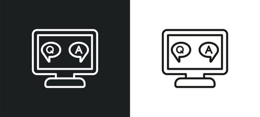 qa outline icon in white and black colors. qa flat vector icon from e learning and education collection for web, mobile apps and ui.