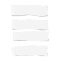 set of paper sheets icon, White paper torn icon, Recycled paper craft stick on a white background. Torn sheets of paper, white paper torn or ripped pieces of paper isolated on white background.