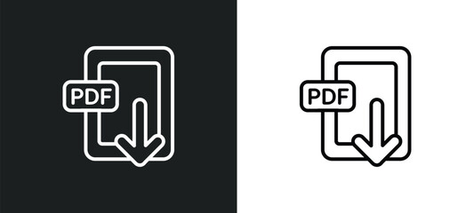 pdf outline icon in white and black colors. pdf flat vector icon from online learning collection for web, mobile apps and ui.