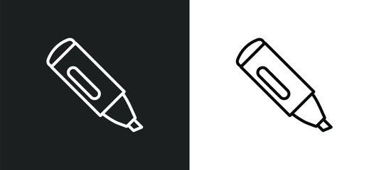 marker outline icon in white and black colors. marker flat vector icon from education collection for web, mobile apps and ui.