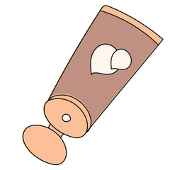 tube of cream handdrawn female beauty icon illustration