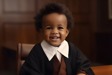 Little child wearing lawyer outfit