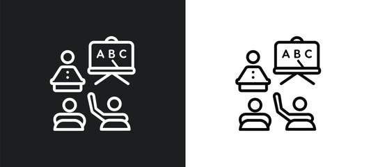 classroom outline icon in white and black colors. classroom flat vector icon from education collection for web, mobile apps and ui.