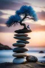  zen stones on the beach © Chathura