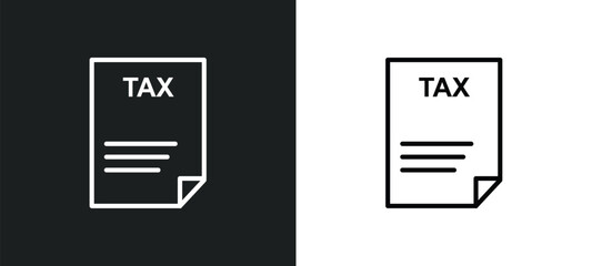 tax outline icon in white and black colors. tax flat vector icon from payment collection for web, mobile apps and ui.