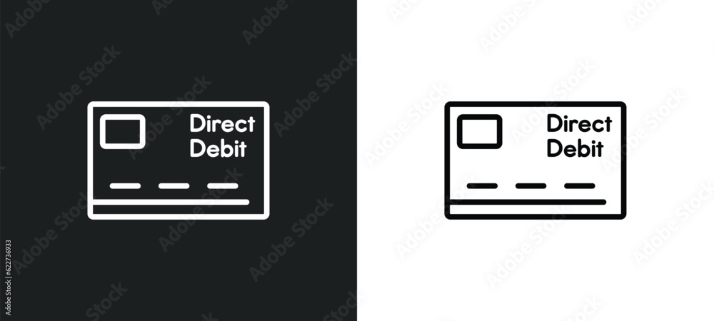 Wall mural direct debit outline icon in white and black colors. direct debit flat vector icon from payment coll