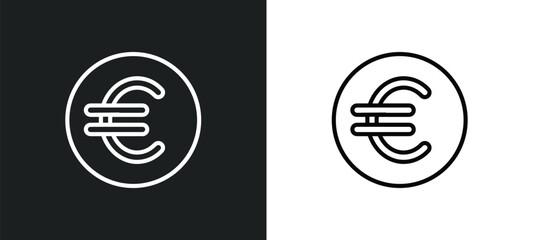 euro outline icon in white and black colors. euro flat vector icon from payment collection for web, mobile apps and ui.