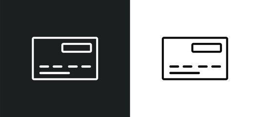 debit card outline icon in white and black colors. debit card flat vector icon from ecommerce collection for web, mobile apps and ui.