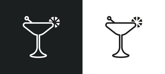 martinez outline icon in white and black colors. martinez flat vector icon from drinks collection for web, mobile apps and ui. - obrazy, fototapety, plakaty