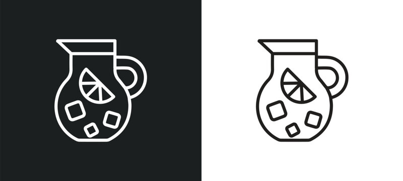 sangria outline icon in white and black colors. sangria flat vector icon from drinks collection for web, mobile apps and ui.