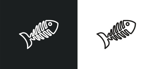 fish skeleton outline icon in white and black colors. fish skeleton flat vector icon from drinks collection for web, mobile apps and ui.