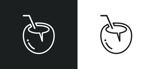 coconut drink outline icon in white and black colors. coconut drink flat vector icon from drinks collection for web, mobile apps and ui.