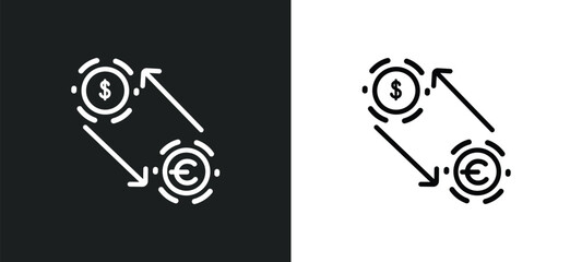exchange outline icon in white and black colors. exchange flat vector icon from digital economy collection for web, mobile apps and ui.