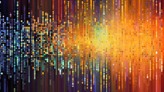 Hand painting colorful binary digits wallpaper. Color change in tone from bright to dark dynamically.
