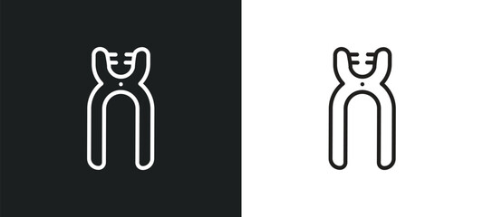 forceps of dentist tools outline icon in white and black colors. forceps of dentist tools flat vector icon from dentist collection for web, mobile apps and ui.