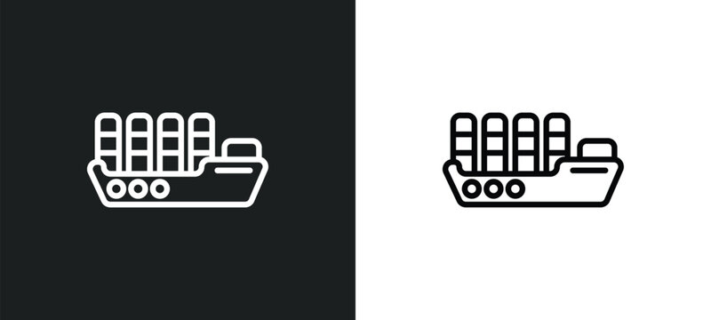 cargo ship outline icon in white and black colors. cargo ship flat vector icon from packing and delivery collection for web, mobile apps and ui.