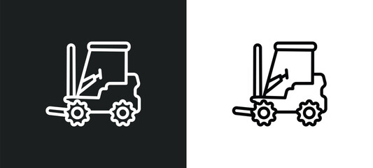 forklift outline icon in white and black colors. forklift flat vector icon from delivery and logistic collection for web, mobile apps and ui.