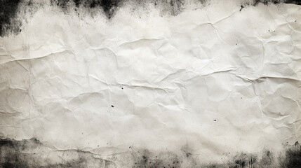 Black and White Used Parchment Paper Texture - Background, Wallpaper, or Art Print Template - Weathered and Vintage with Depth, Folds, and Lines - Generative AI