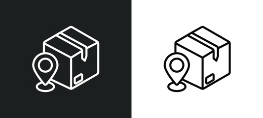 Fototapeta na wymiar localize outline icon in white and black colors. localize flat vector icon from packing and delivery collection for web, mobile apps and ui.