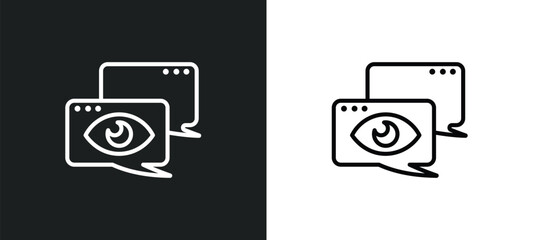 eye outline icon in white and black colors. eye flat vector icon from customer service collection for web, mobile apps and ui.