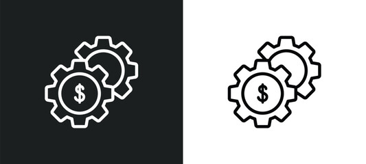 economy gear outline icon in white and black colors. economy gear flat vector icon from economyandfinance collection for web, mobile apps and ui.