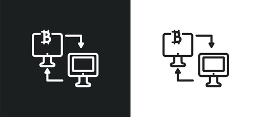 Obraz na płótnie Canvas peer to peer outline icon in white and black colors. peer to flat vector icon from blockchain collection for web, mobile apps and ui.
