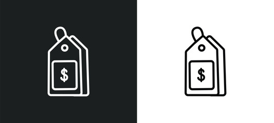 price tag outline icon in white and black colors. price tag flat vector icon from crowdfunding collection for web, mobile apps and ui.
