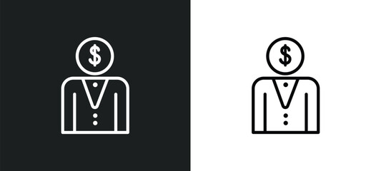 investor outline icon in white and black colors. investor flat vector icon from crowdfunding collection for web, mobile apps and ui.