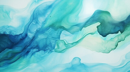 Abstract watercolor paint background by teal color bl