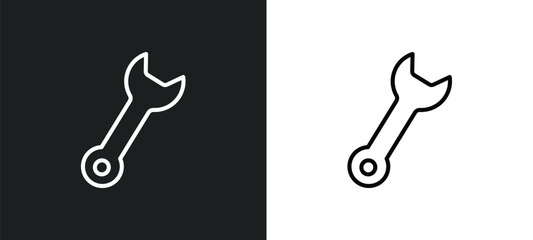 garage wrench outline icon in white and black colors. garage wrench flat vector icon from tools collection for web, mobile apps and ui.