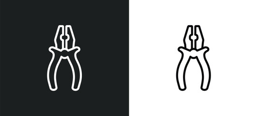 Fototapeta na wymiar repair pliers outline icon in white and black colors. repair pliers flat vector icon from tools collection for web, mobile apps and ui.