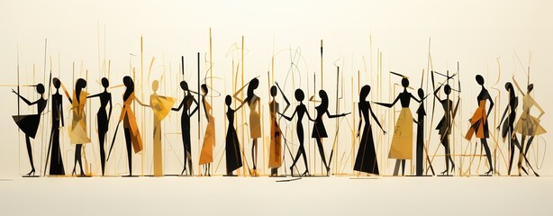 Various silhouettes of people. Various male and female characters. hand drawn modern illustration. Set of abstract people. Cartoon colorful style.