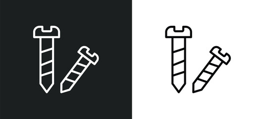 screws outline icon in white and black colors. screws flat vector icon from construction tools collection for web, mobile apps and ui. - obrazy, fototapety, plakaty