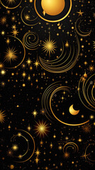 stars and moons wallpaper, boxes, covers and digital background. ai generative