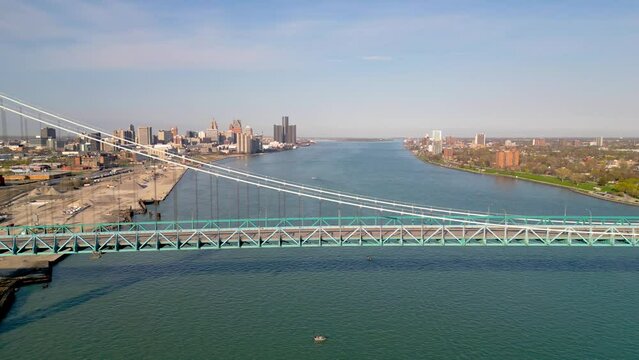 The Ambassador Bridge at Detroit -Windsor border remains the largest international suspension bridge in North America.