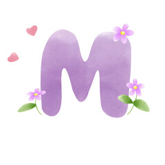 Letter M flower with heart