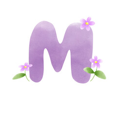 Letter M flower on a white background