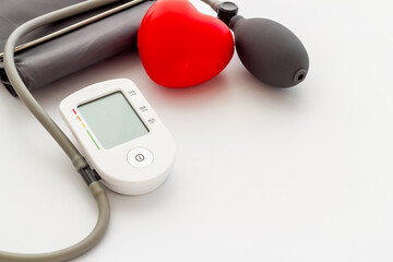 Doctor cardiologist table desk with blood pressure monitor