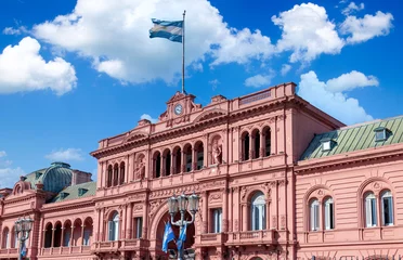 Wall murals Buenos Aires Casa Rosada, office of the president of Argentina located on landmark historic Plaza de Mayo.