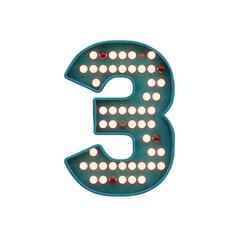 Retro Marquee Lights 3D Alphabet or PNG Letters
