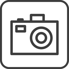 camera icon in thin line black square frames.