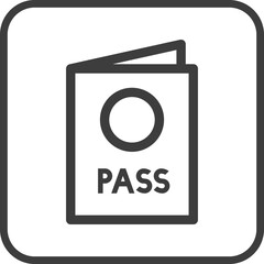 passport icon in thin line black square frames.