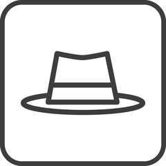 hat icon in thin line black square frames.