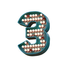 Retro Marquee Lights 3D Alphabet or PNG Letters