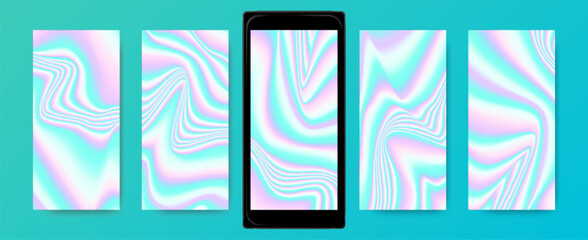 Colorful holographic background collection for mobile screensaver. - 622746706