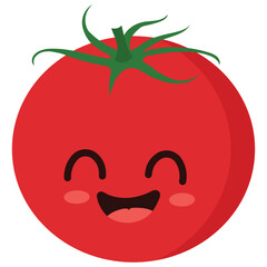 Happy cute smiling tomato Cute vegetable vector character isolated on white