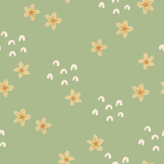 Hand drawn vector illustration with flowers. Seamless pattern for fabric, paper, wallpapers, postcards