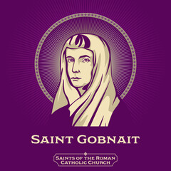 Catholic Saints. Saint Gobnait also known as Abigail or Deborah, is the name of a medieval, female Irish saint whose church was Moin Mor, later Bairnech, in the village of Ballyvourney, County Cork in - obrazy, fototapety, plakaty