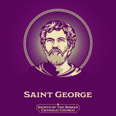 Catholic Saints. Saint George (275-303) was a soldier of the Roman Empire who later became a Christian martyr. Immortalised in the tale of George and the Dragon - obrazy, fototapety, plakaty